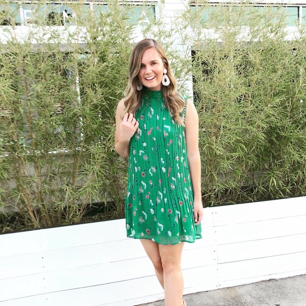 Green Floral Mini Dress